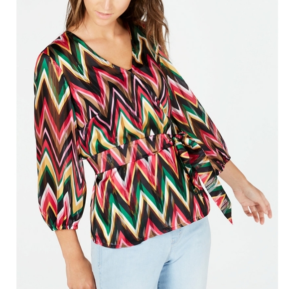 INC International Concepts Tops - INC Chevron Wrap Blouse te